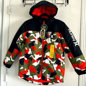 HURLEY BOYS JACKET SIZE 7/8 COLOR: Black/olive/orange/ehite
